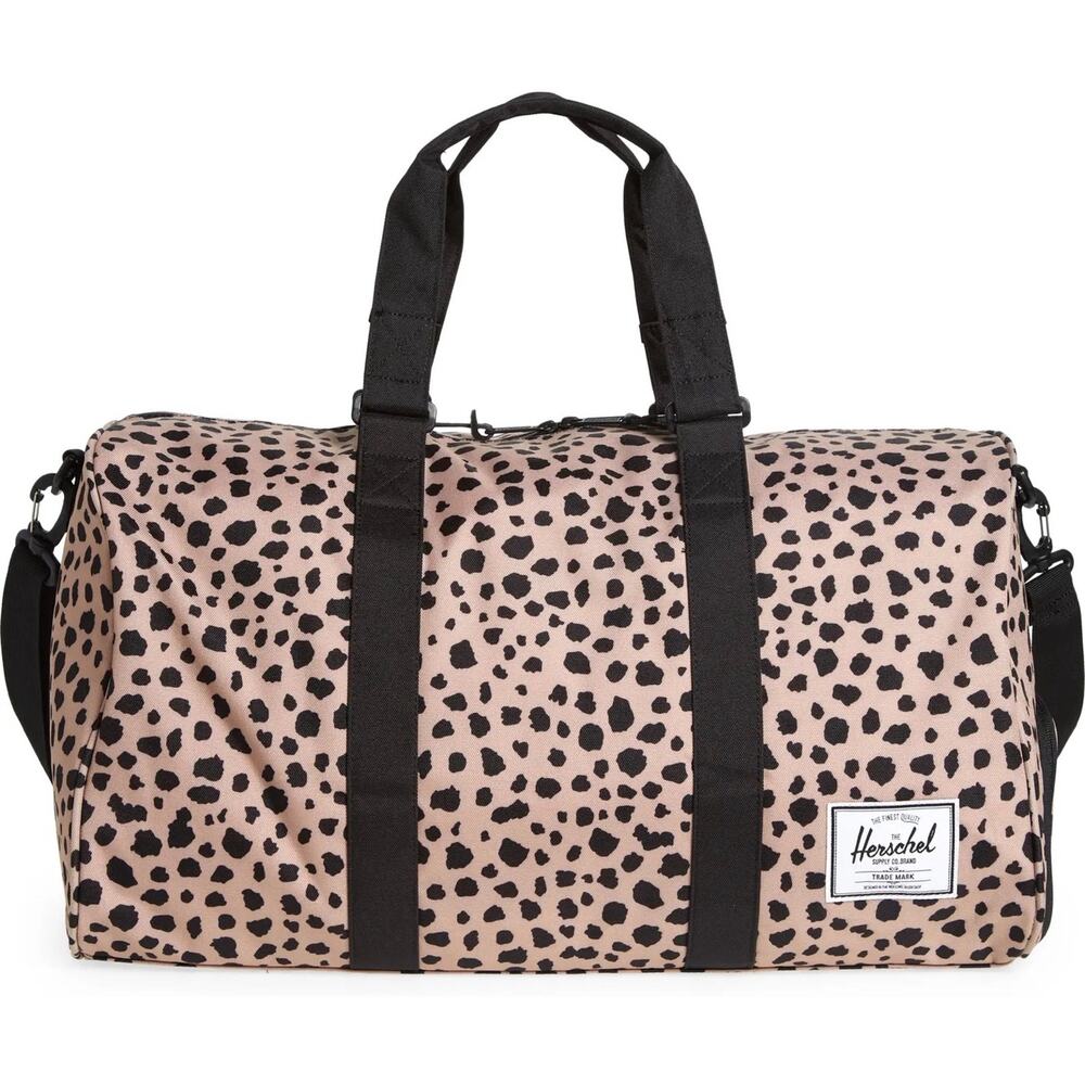 Herschel Supply Novel Spotted Animal Print Tan Duffle Bag Like New Condition
